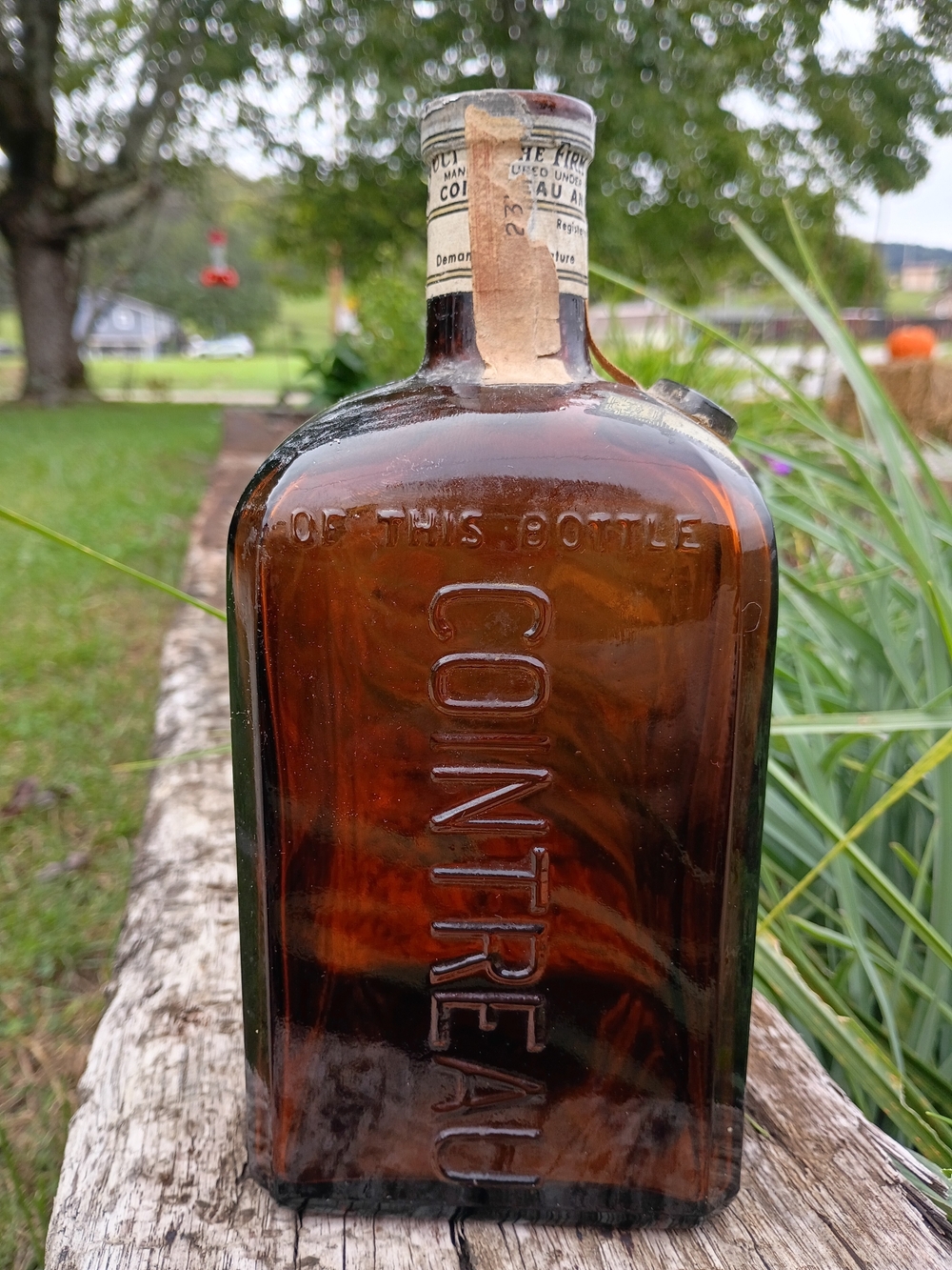 1950's Cointreau Brown Glass Liqueur Bottle Empty Vintage